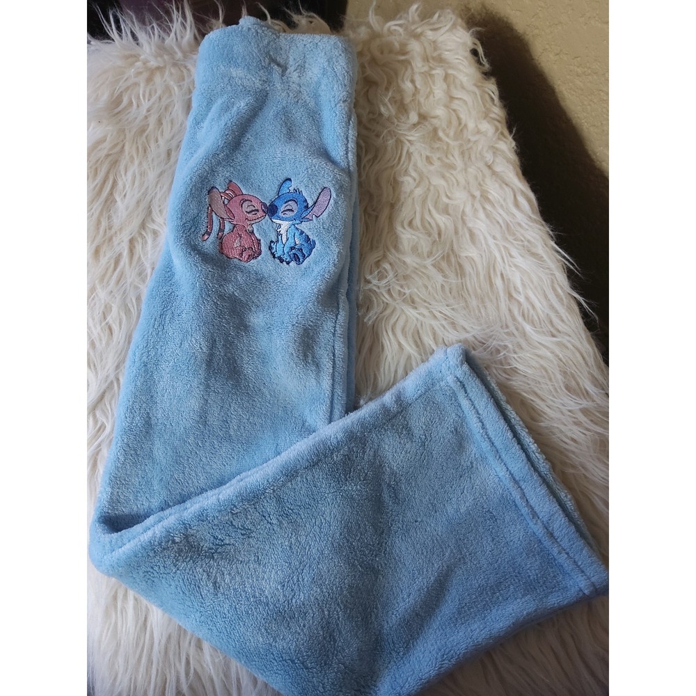 Disney Stitch and Angel Blue Fleece Pajama Pants Kids Size Small 6-6X Cozy Sleep